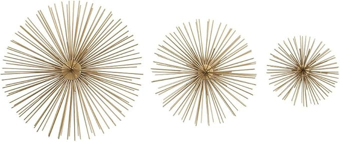 Zeckos 3 Piece Gold Finish Spiked Metal Sea Urchin Wall Sculpture Set | Amazon (US)