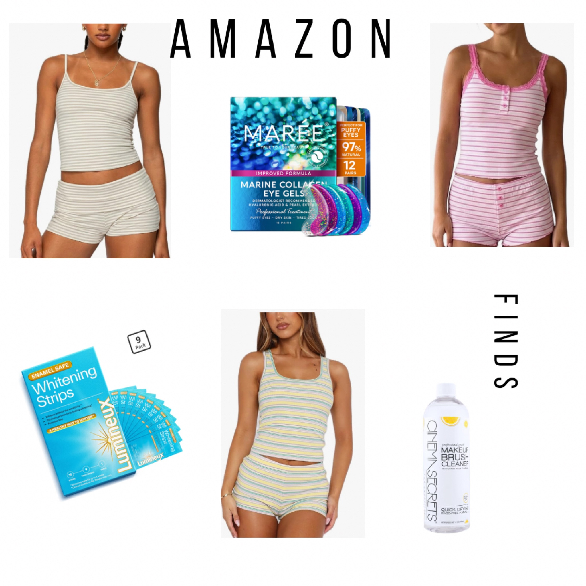 Some more great Amazon finds at affordable prices! So many cute pj options. These sparkly eye gels are amazing! The whitening strips holy grail and this makeup brush cleaner literally the brushes are dry after cleaning almost immediately!

#LTKBeauty #LTKmorningroutine #LTKselfcare