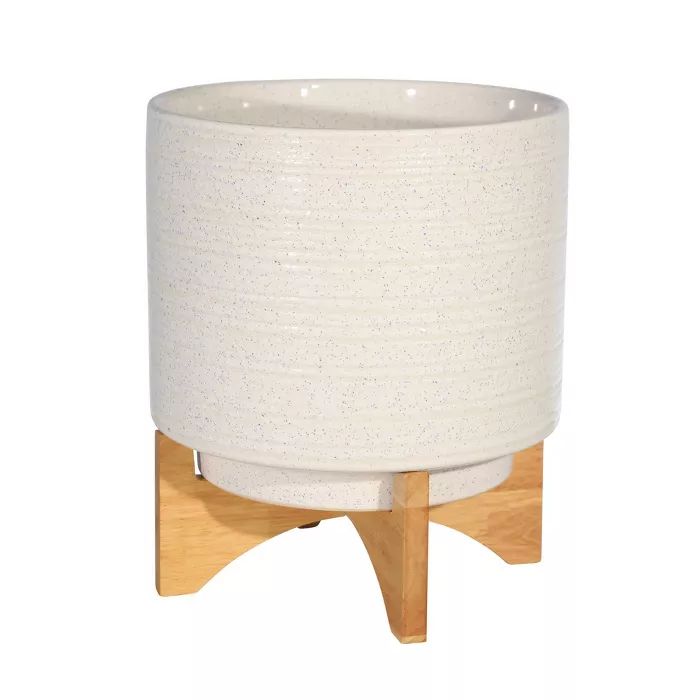 11" Ceramic Planter on Stand Speckled White - Sagebrook Home | Target