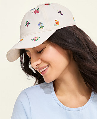 Flower Show Scattered Flowers Embroidered Baseball Cap, Macy's Exclusive | Macy's