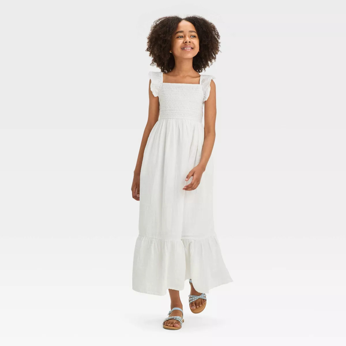 Girls' Flutter Sleeve Woven Maxi Dress - Cat & Jack™ | Target