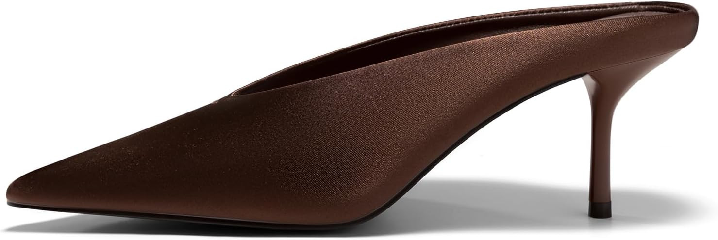 Coutgo Womens High Heels Mules Closed Pointed Toe Slide Sandals Slip On Summer Dress Shoes | Amazon (US)