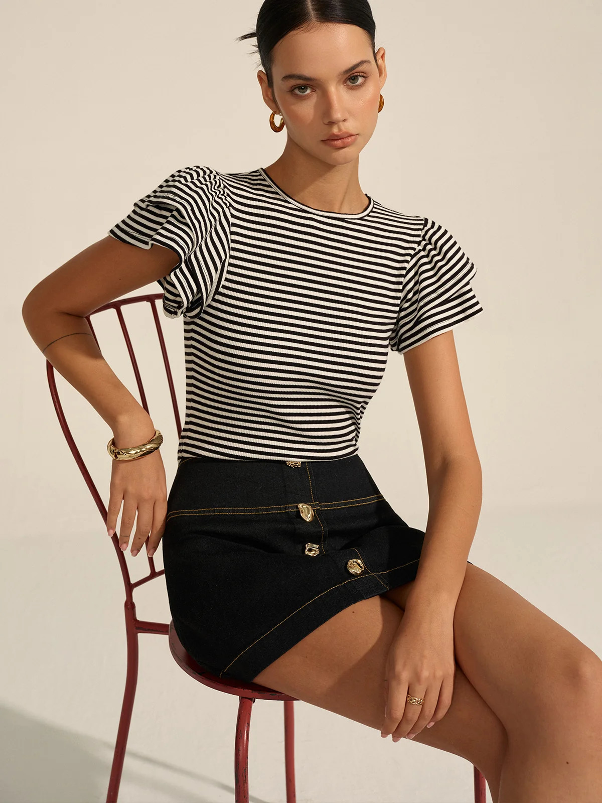 Striped Ribbed Top | Commense