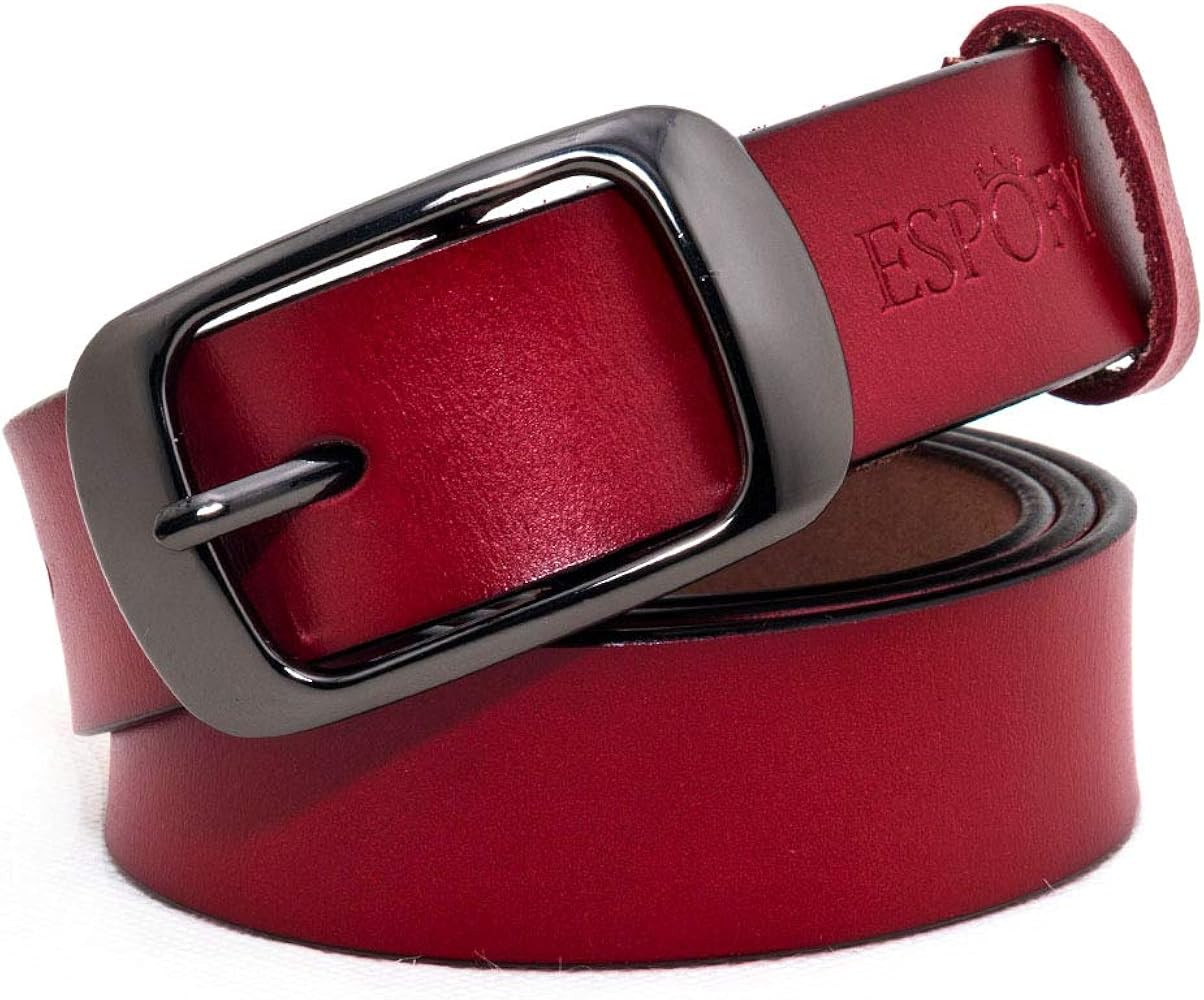 Women's Belt Genuine Leather Belt with Single Prong Alloy Buckle Red Black Brown | Amazon (CA)