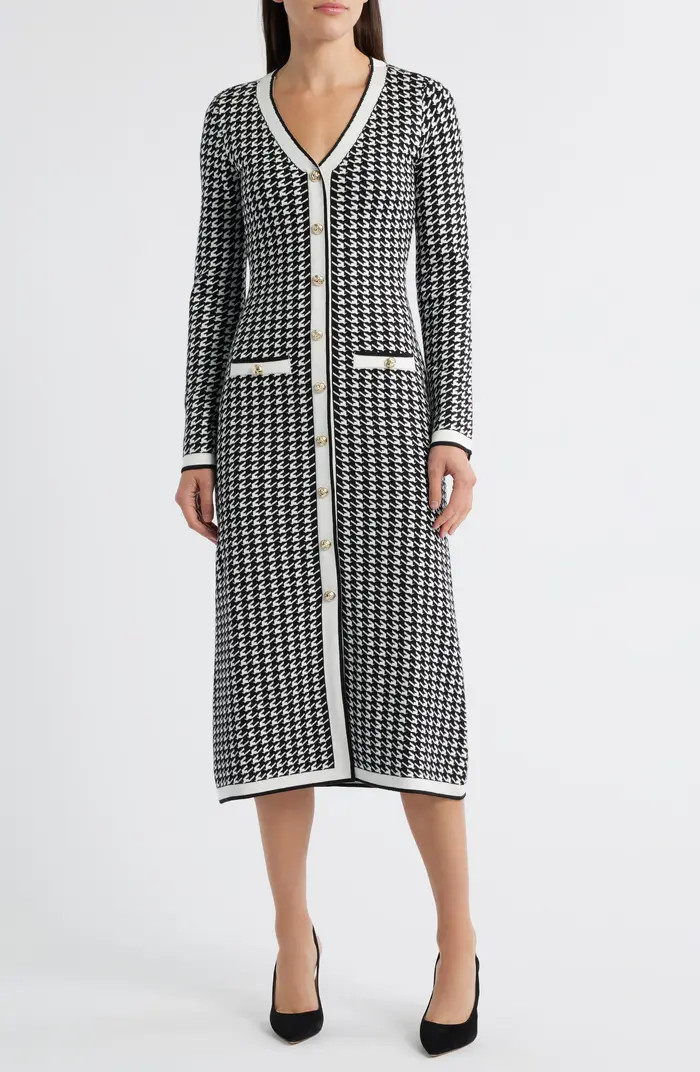 Houndstooth Long Sleeve Sweater Dress | Nordstrom