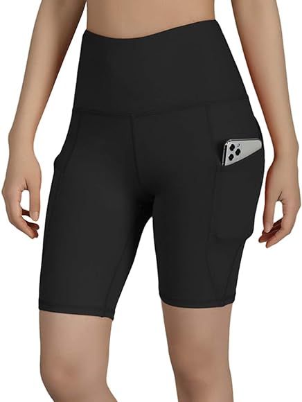High Waist Out Pocket Yoga Short Tummy Control Workout Running Athletic Non See-Through Yoga Shor... | Amazon (US)