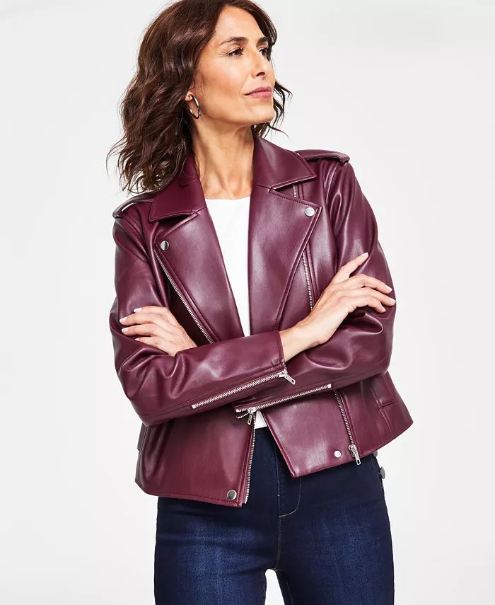 I.N.C. International Concepts Women's Faux-Leather Jacket, Created for Macy's - Macy's | Macy's