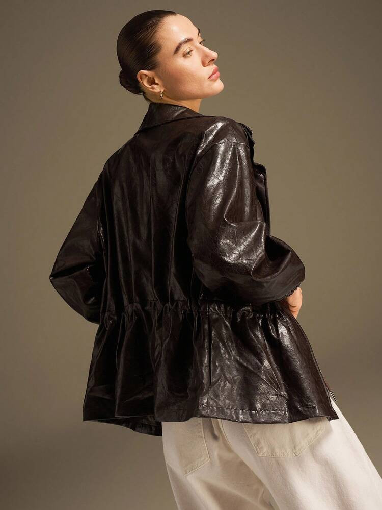 Ontre Damen Retro Stehkragen Jacke Mit Taillenzug Für Herbst/Winter | SHEIN