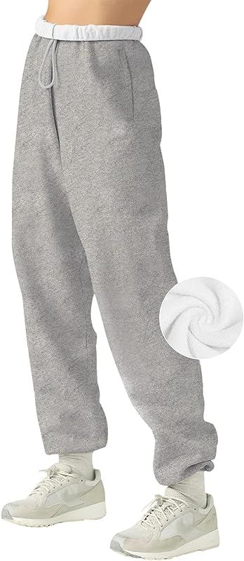 LASLULU Womens Fleece Sweatpants High Waisted Joggers Pants Athletic Lounge Trousers with Pockets | Amazon (US)