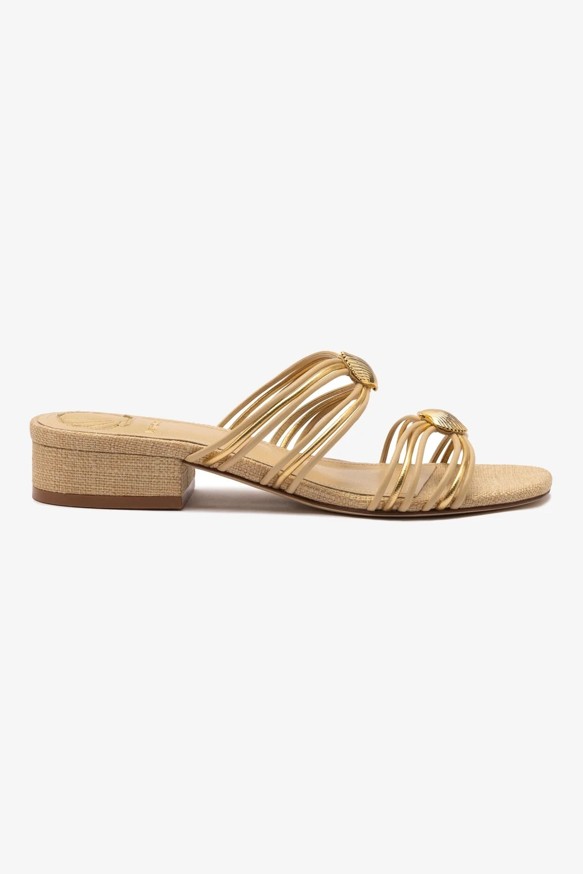 Shelly Flat Mule In Beige Raffia | Larroude