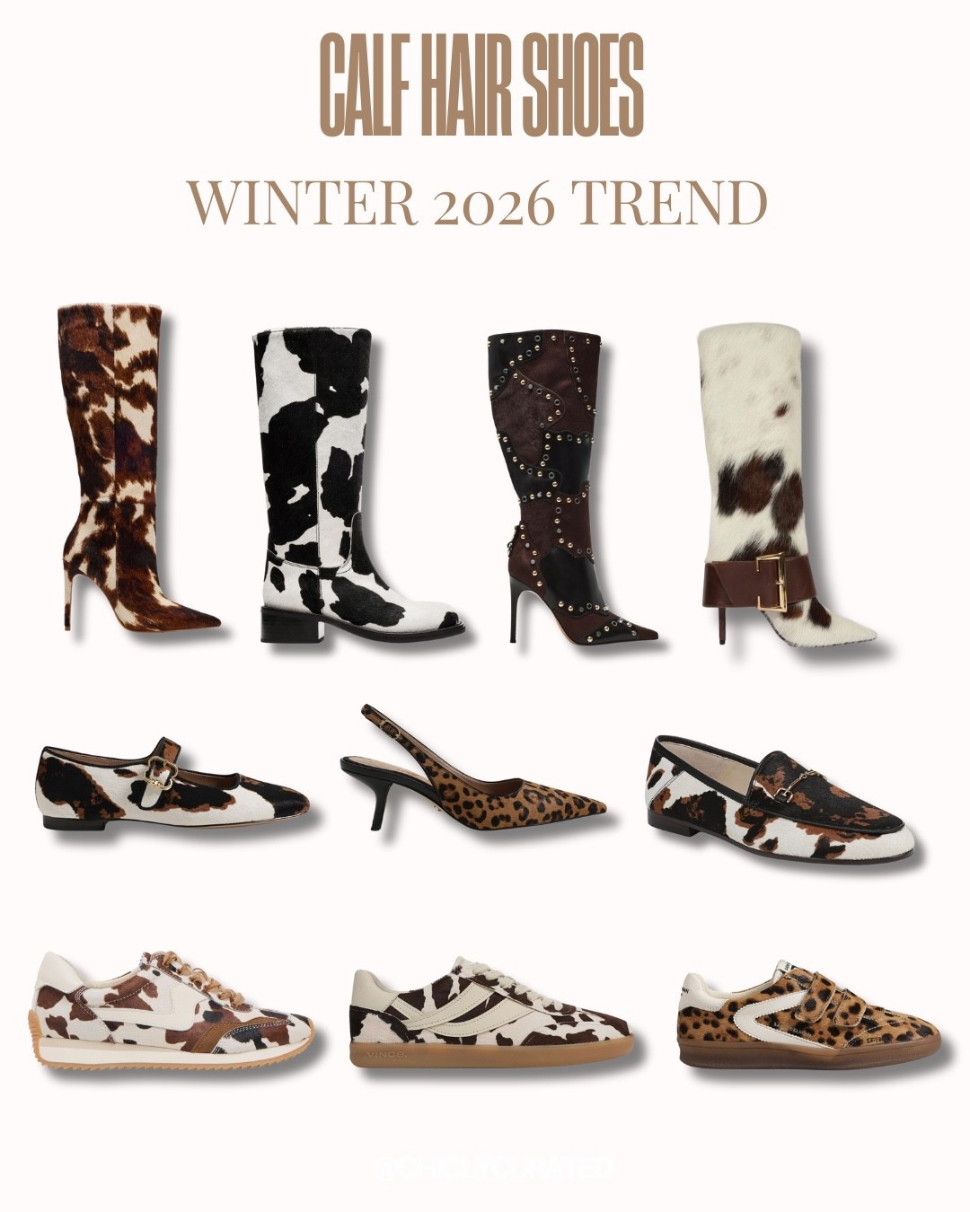 Calf hair shoes are the shoe trend for winter 2026 that you will be seeing everywhere from boots to sneakers

#Calfhairshoes #fallwintershoetrends #boots #heels #flats #sneakers #LTKSaleAlert