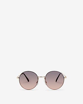 Round Rose Metal Frame Sunglasses | Express