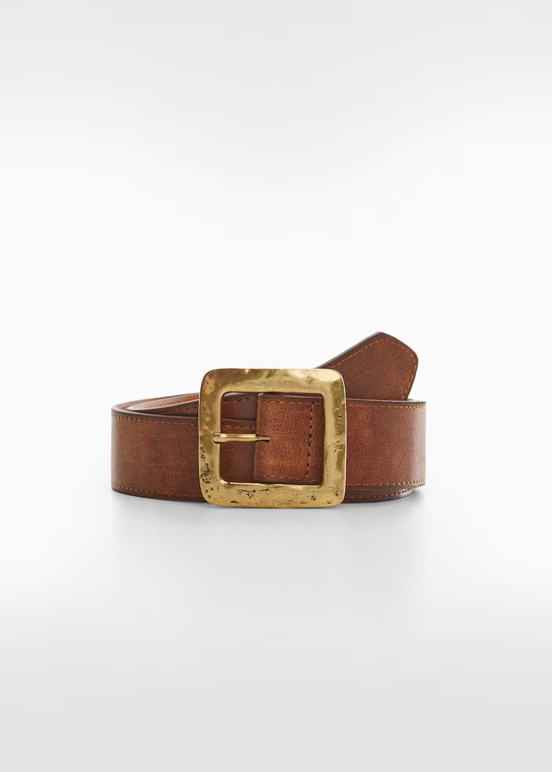 Textured square buckle belt -  Women | Mango United Kingdom | MANGO (UK)