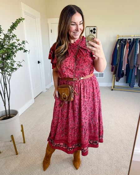 Fall midi dress great for fall rodeo, Nashville or concerts tts, L 

Use code RYANNE10 for 10% off dress 

Fall fashion, fall dress, rodeo, Nashville, wine country, TX 

#LTKSeasonal #LTKover40 #LTKmidsize