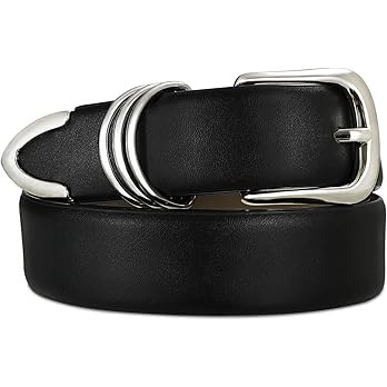 Women's Leather Belts with Gold Buckle Fashion Leather Waist Belt Elegant Ladies Belts for Jeans ... | Amazon (US)