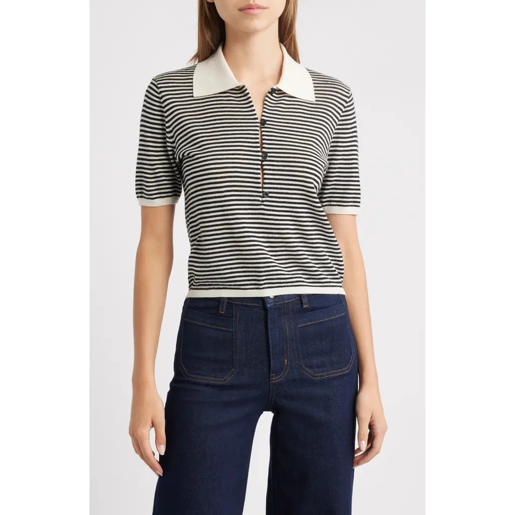 FRAME The Smart Stripe Polo Top in Cream Multi at Nordstrom Rack, Size X-Large | Nordstrom Rack