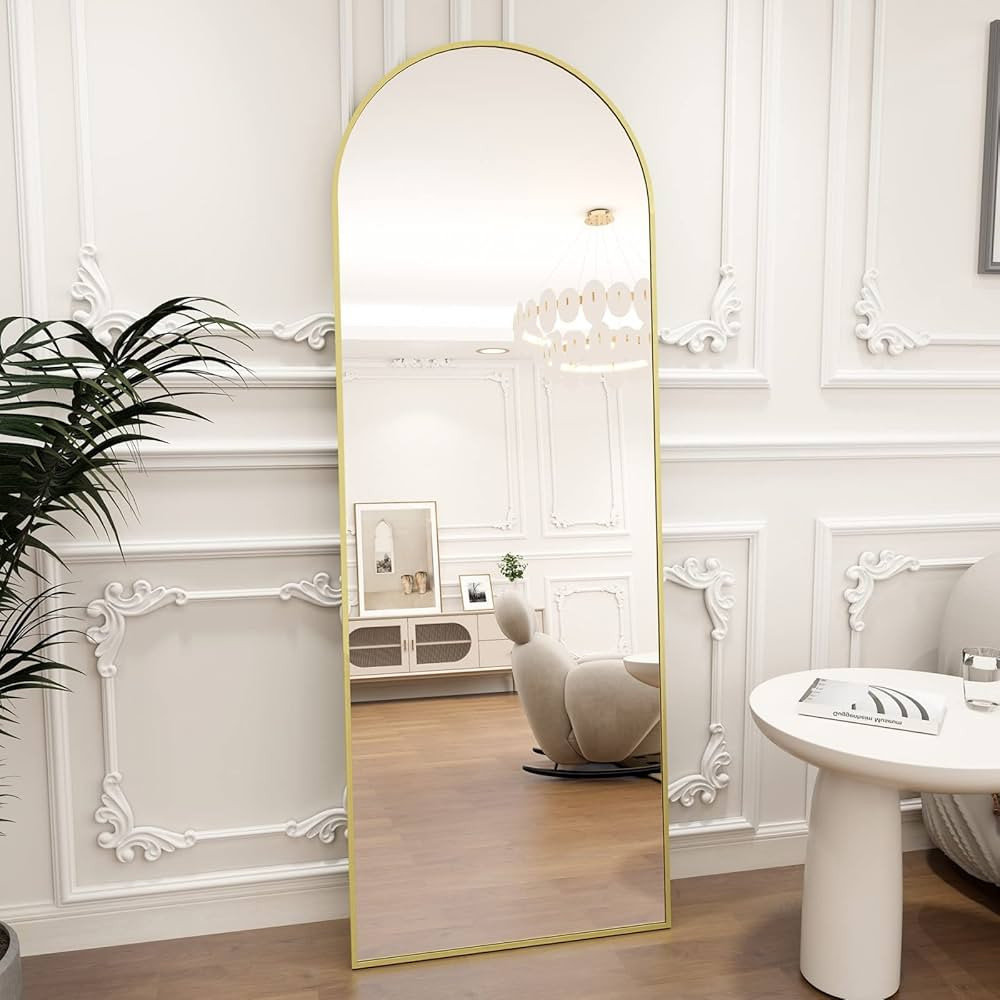 Koonmi Full Length Mirror, 64"x21" Arched Gold Mirror Full Length, Standing Hanging or Leaning Fu... | Amazon (US)