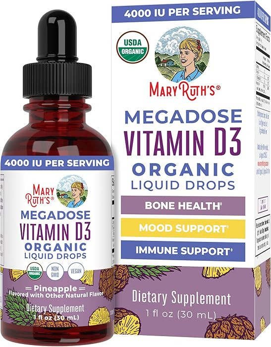 MaryRuth Organics Vitamin D3 Liquid Drops | Megadose 4000 IU | USDA Organic Liquid Vitamin D Spra... | Amazon (US)