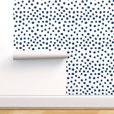 Peel-and-Stick Removable Wallpaper Polka Dot Blue Spots Abstract Navy On White | Walmart (US)