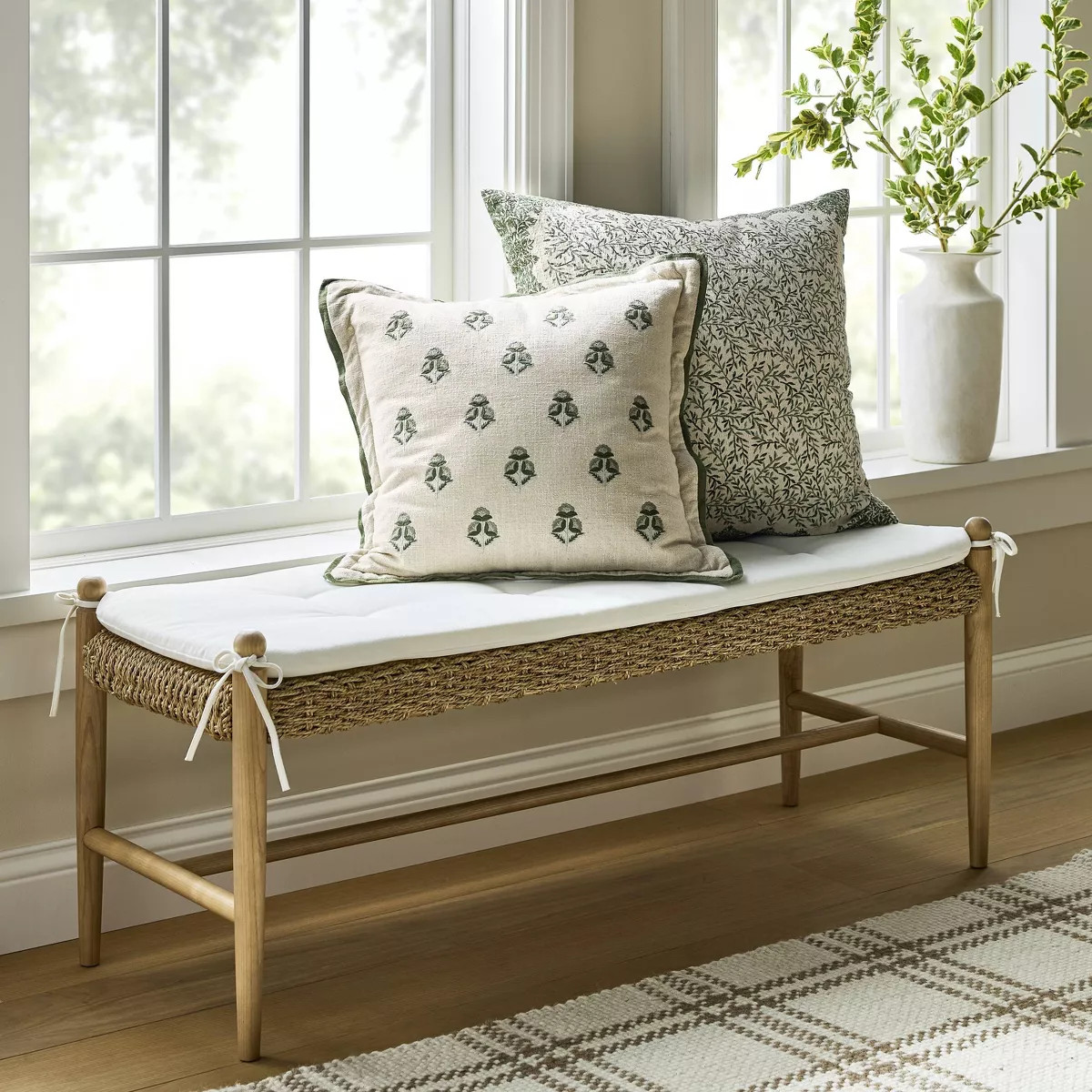 Cardamine Woven Upholstered Bench Natural - Threshold™ designed with Studio McGee | Target