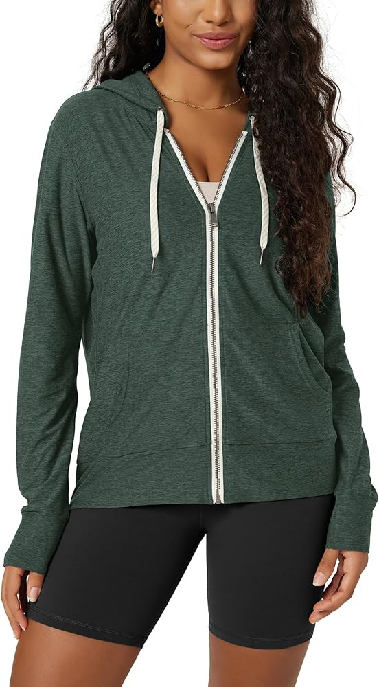 ODODOS Women's Full-Zip Hoodie - odSTRATUM Tech Ultra Soft Outfit UPF 50+ Performance Hooded Jack... | Amazon (US)