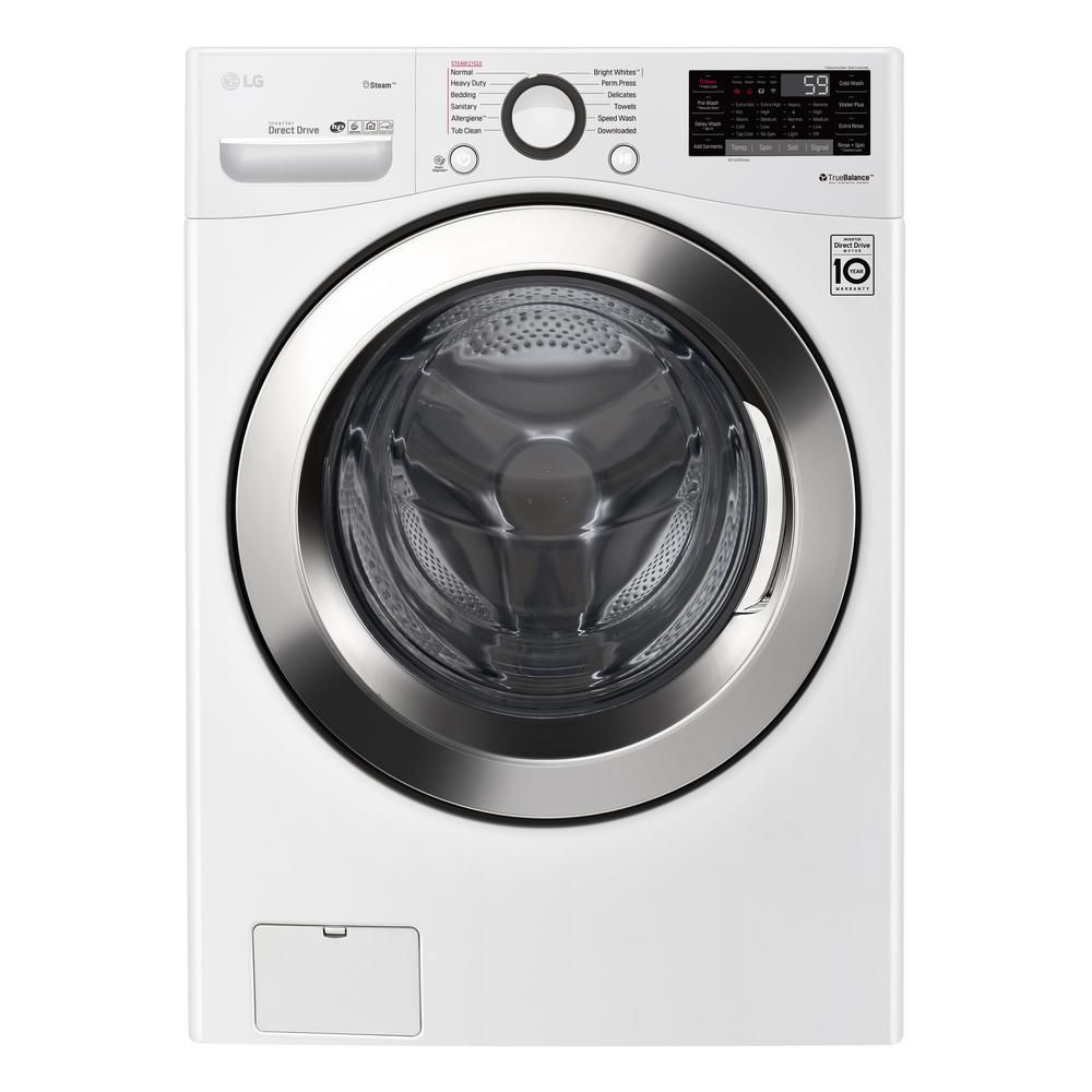 4.5 cu.ft. Ultra Large Capacity White Front Load Washer with Steam and Wi-Fi Enable | The Home Depot