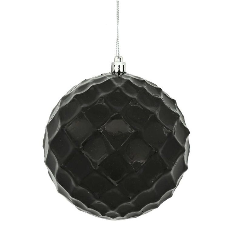 Vickerman 4" Diamond Bauble Christmas Ornaments in Shiny Black (Set of 6) - Walmart.com | Walmart (US)