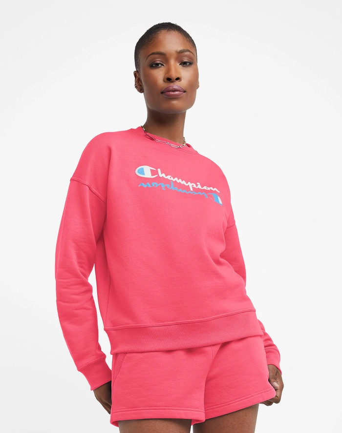 Powerblend Crewneck Sweatshirt, Mirrored Script Logo | ChampionUSA.com (Hanesbrands Inc.)