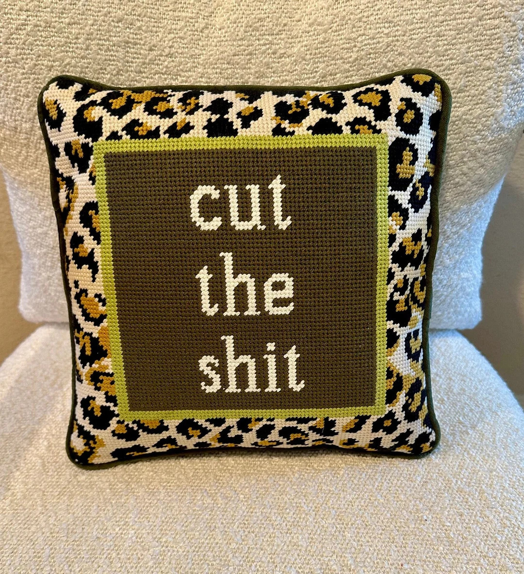 Cut the Shit Needlepoint Pillow, Furbish Studio - Etsy | Etsy (US)