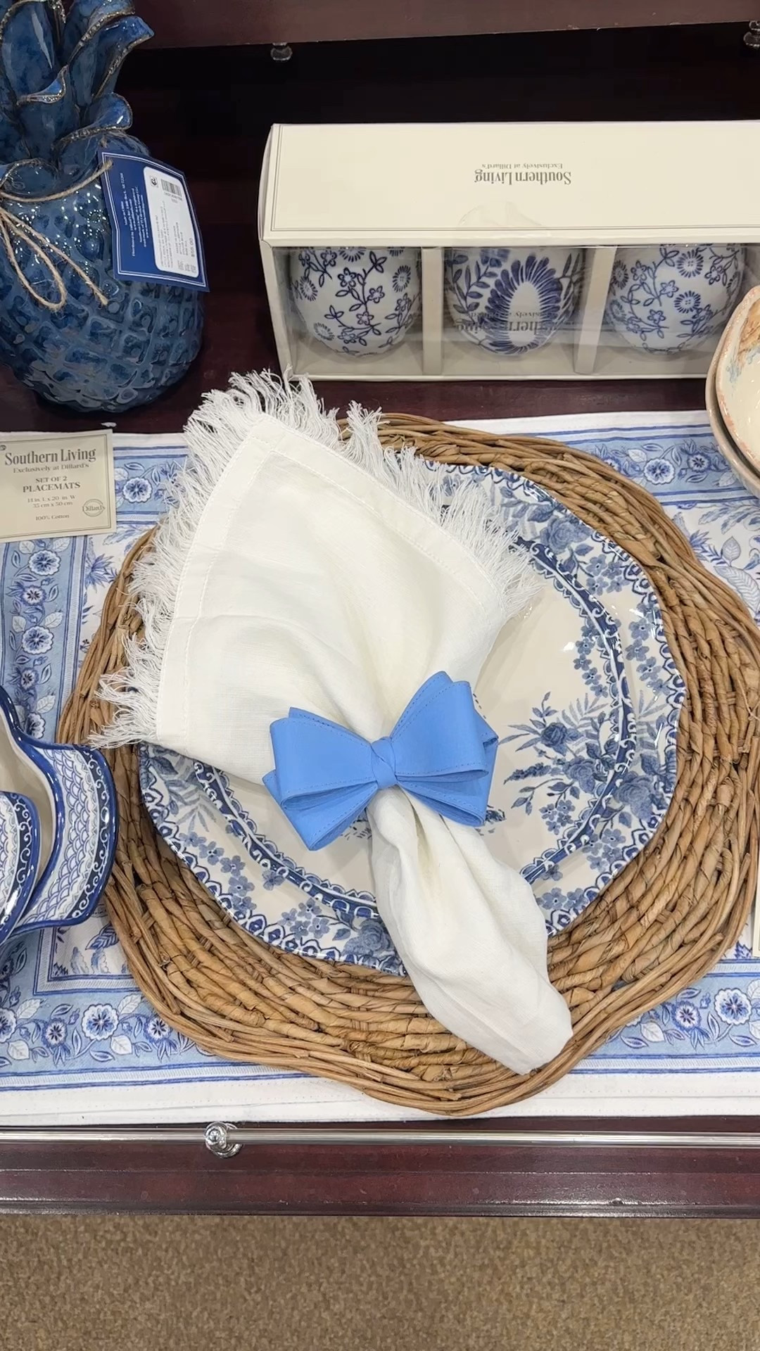 Blue bow napkin rings 💙 spring tablescape blue and white decor easter table 

#LTKHome #LTKFindsUnder50 #LTKSaleAlert