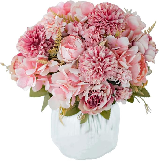 KIRIFLY Artificial Flowers, Fake Peony Silk Hydrangea Bouquet Decor Plastic Carnations Realistic ... | Amazon (US)
