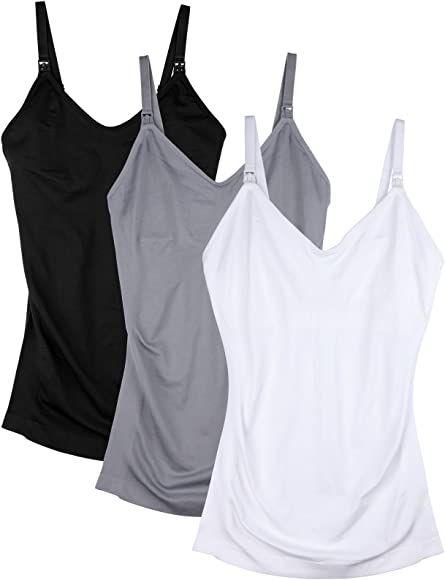 DAISITY Womens Maternity Nursing Tank Cami for Breastfeeding with Adjustable Straps Pack of 3 Col... | Amazon (US)