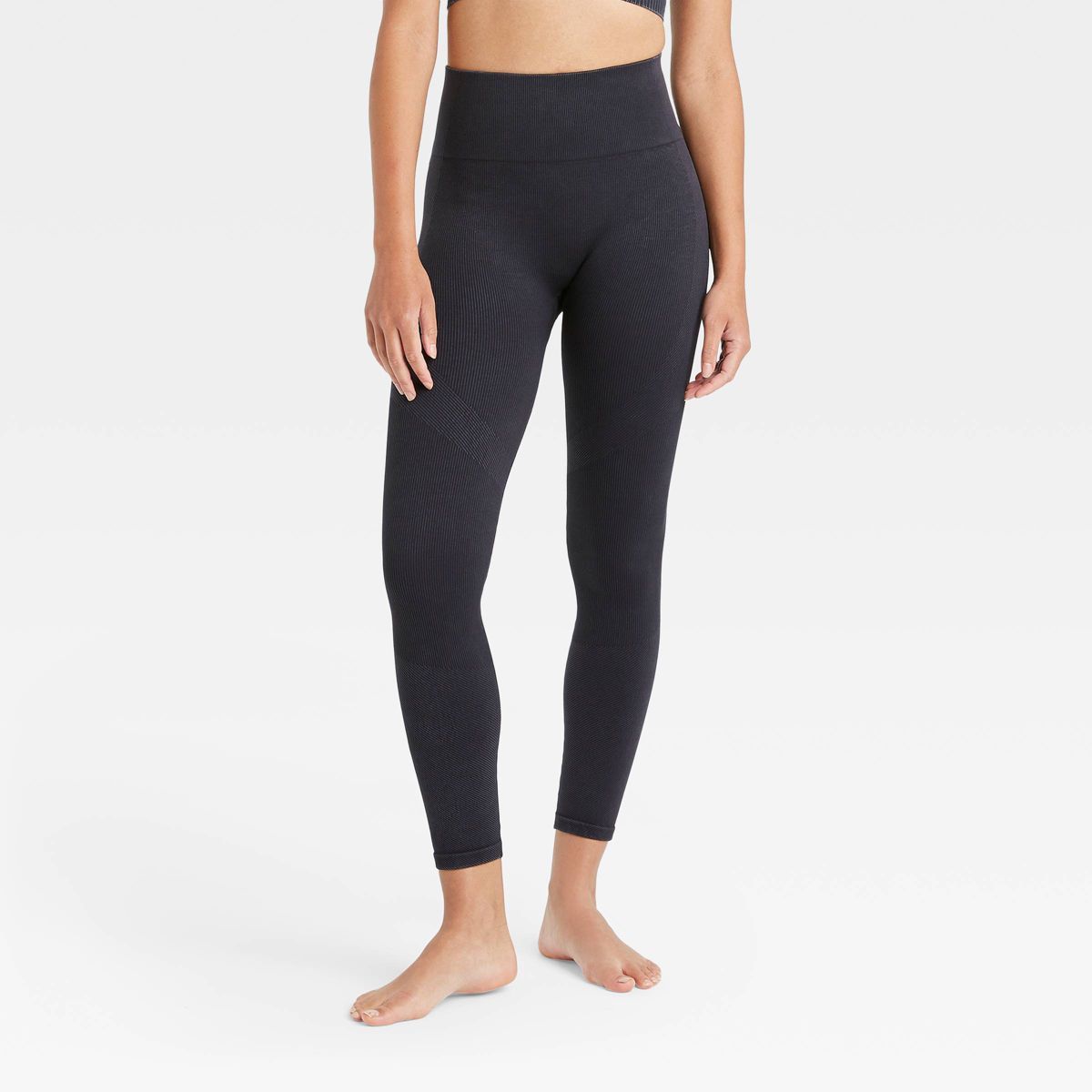 Women's High-Rise Ribbed Seamless 7/8 Leggings - JoyLab™ Tan M | Target