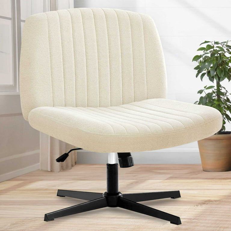ORANGE FACTORY Criss Cross Legged Home Office Chair Wide Armless No Wheels Swivel Padded Fabric C... | Walmart (US)