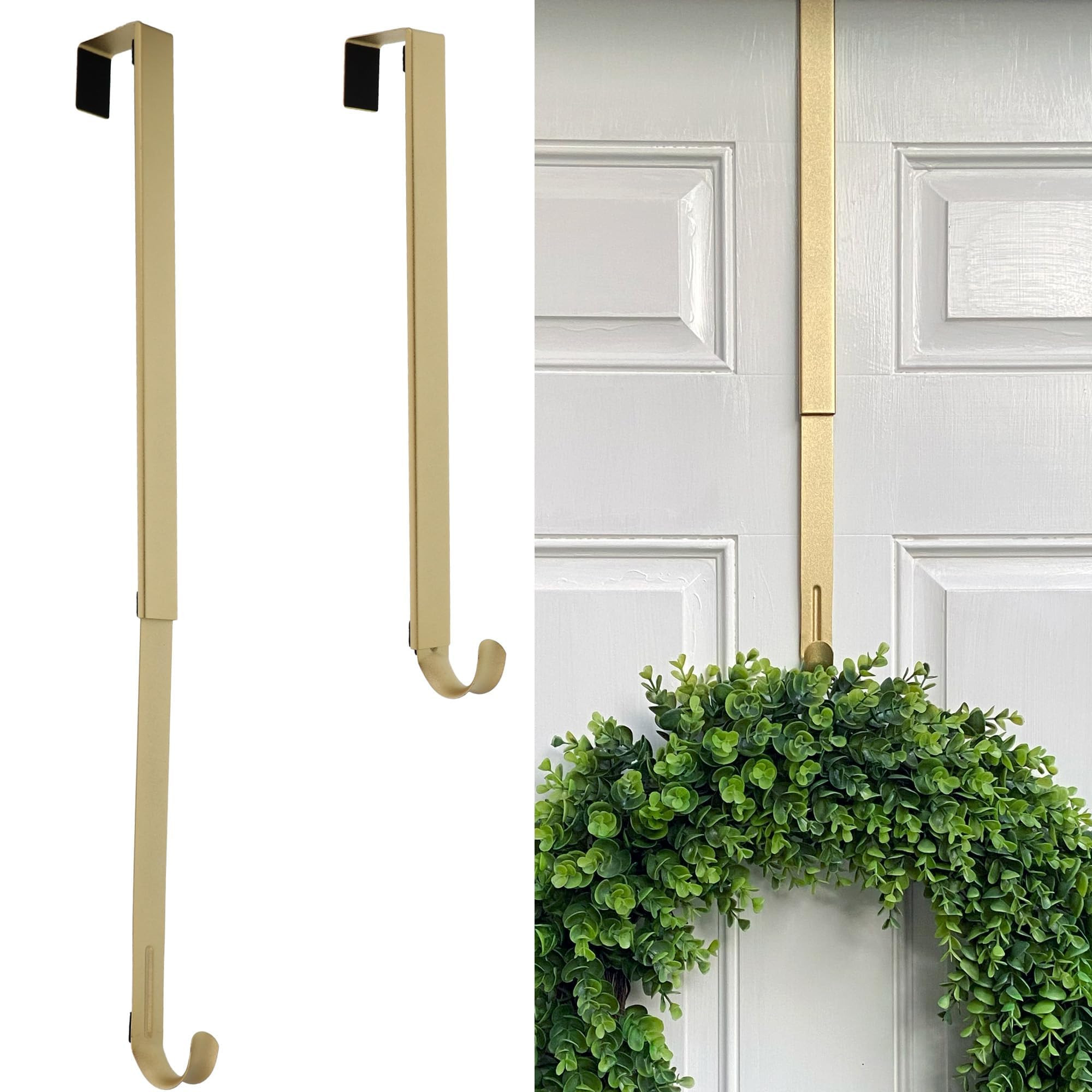 Haute Decor Adapt Adjustable Wreath Hanger (Textured Gold) - Over The Door Wreath Hanger for Fron... | Amazon (US)