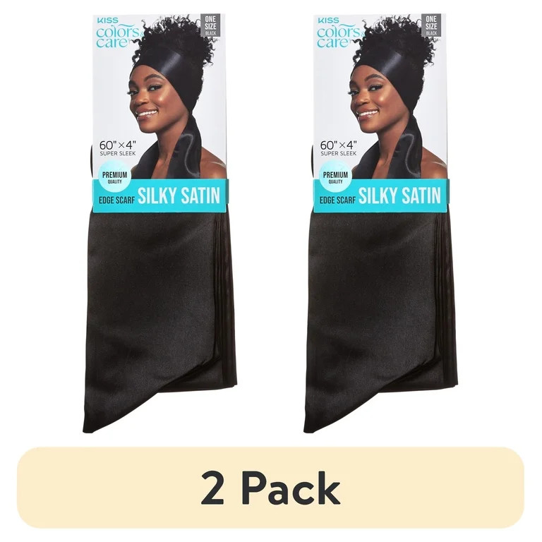 (2 pack) Kiss Colors & Care Silky Satin Edge Scarf, Adult, Solid Black Pattern, Size 60" x 4", 1 ... | Walmart (US)