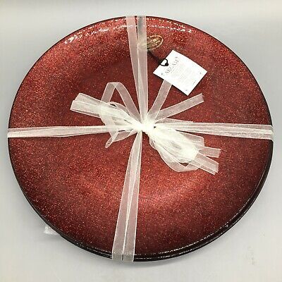 x4 Akcam Turkish Glass Dinner Plate Set Red Sparkle Glitter Christmas 11” NEW  | eBay | eBay US