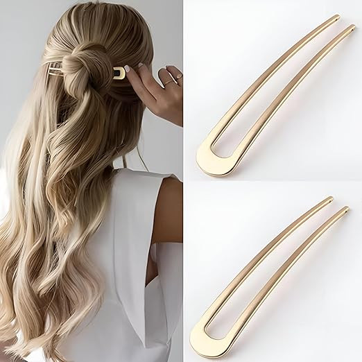 Grampo de Cabelo em Formato U Metal Dourado Vintage Estilo Coreano Chinês (Dourado) | Amazon (BR)