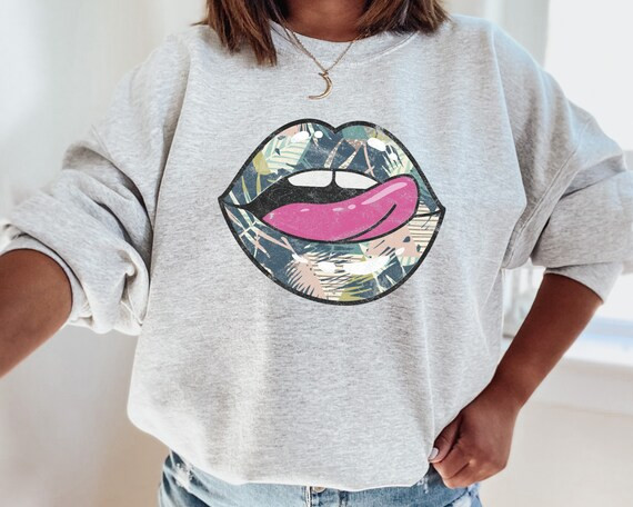 Floral Print Lips Rolling Stone Inspired Floral Print  | Etsy | Etsy (US)