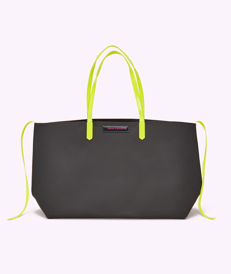 Neon Orange Totebag | Rubber with Vegan Leather Handles | Drunk Elephant