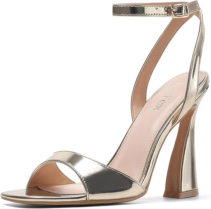 FazFex Womens Fashion Ankle Buckle Strap Heeled Sandals Comfortable Peep Toe Patent Leather Strap... | Amazon (US)