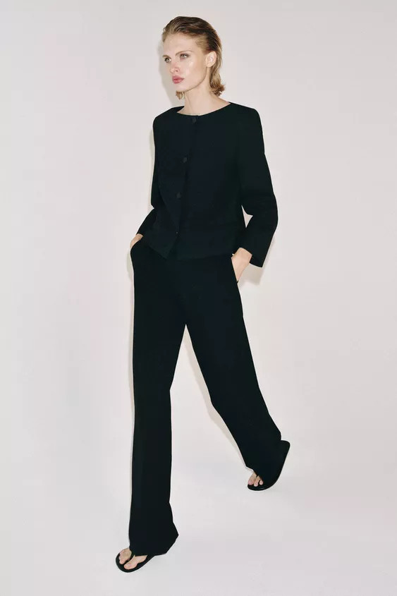 ZW COLLECTION LOW-RISE STRAIGHT-LEG TROUSERS | Zara UK