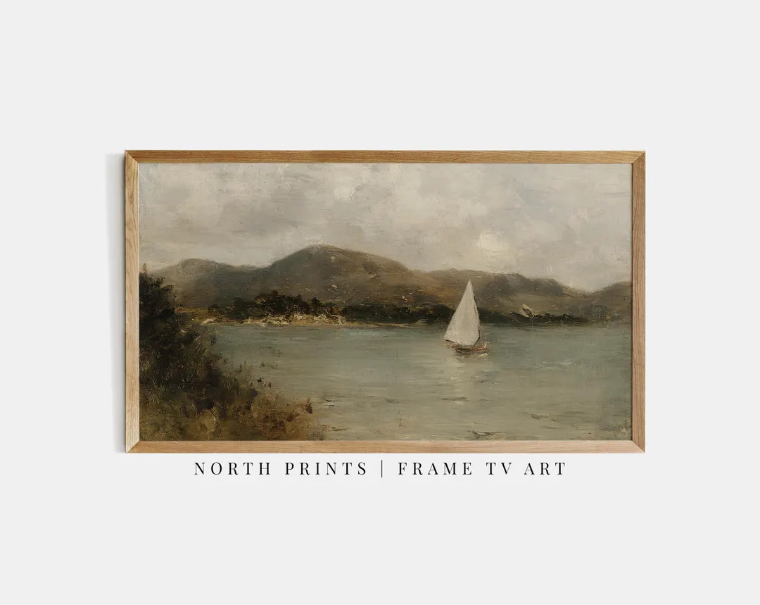 Rustic Lake Landscape Frame TV Art, Sailboat Coastal Decor (digital Download) TV2-40 - Etsy | Etsy (Global)