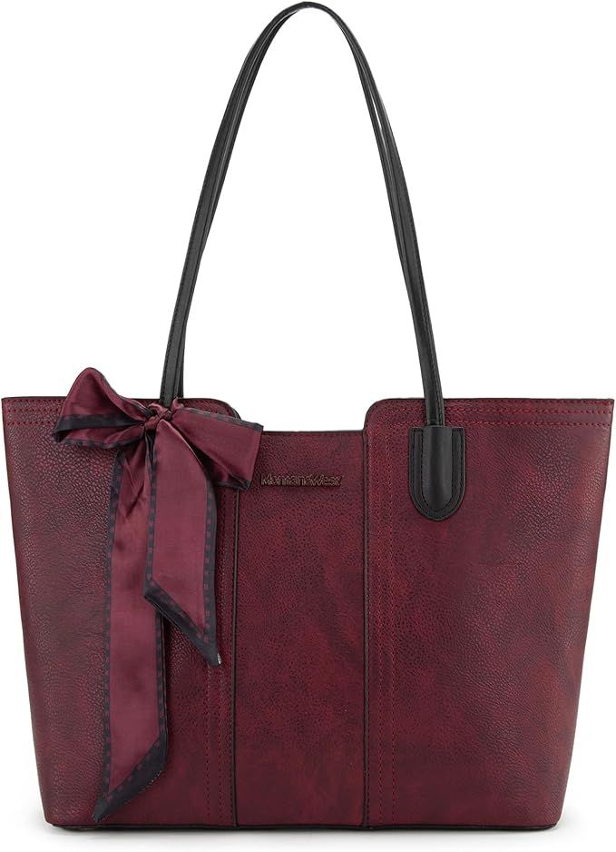 Montana West Tote Bags for Women Medium Top Handle Handbags with Scarf | Amazon (US)