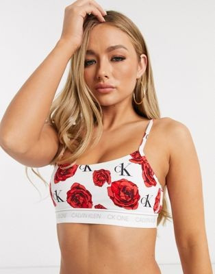 Calvin Klein CK One Cotton logo unlined bralette in charming roses | ASOS US