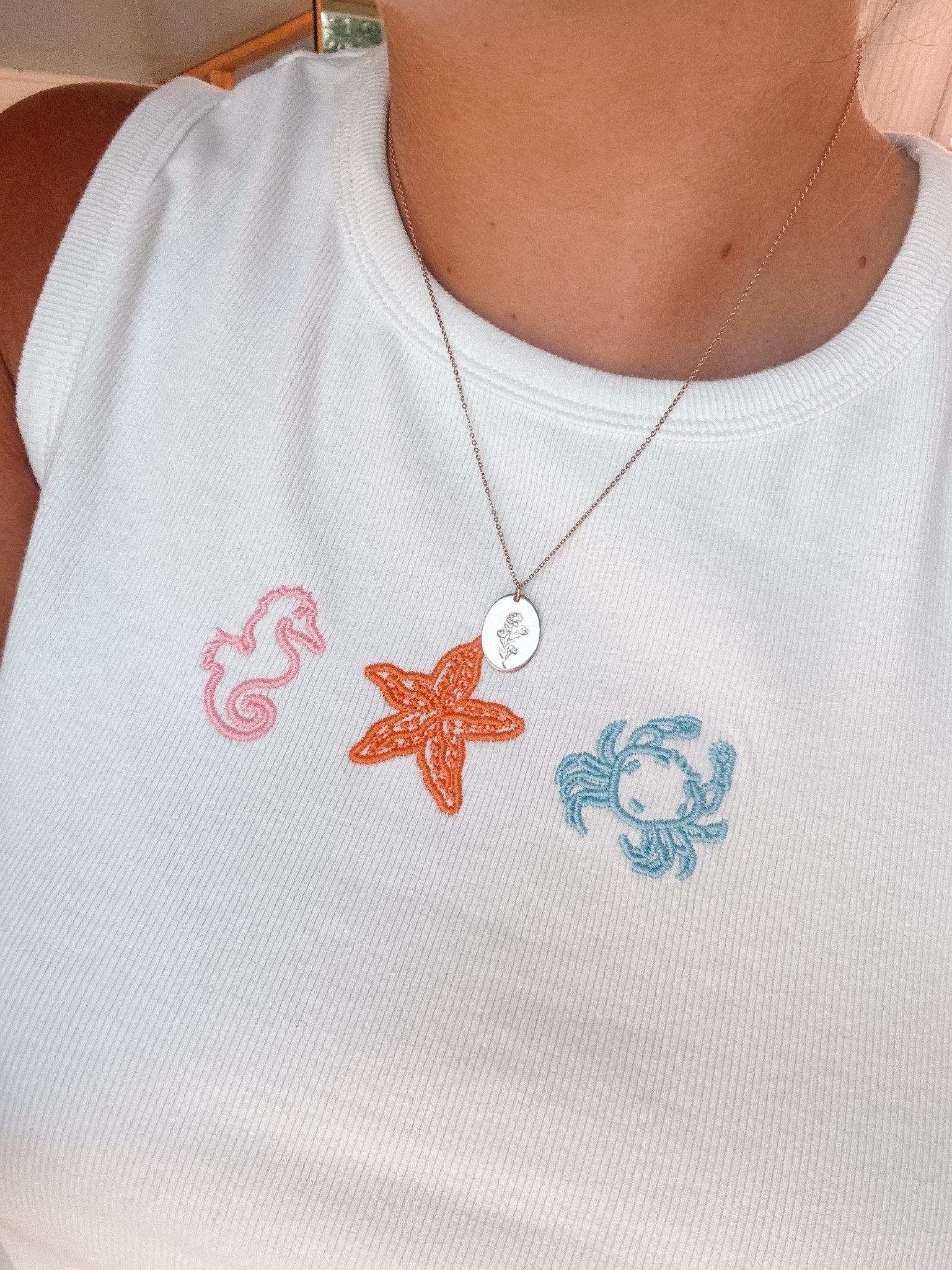 A necklace I wear all the time — the oval birth flower necklace from Made By Mary. Has the flowers of my family. So special. 

#LTKStyleTip #LTKFindsUnder100 #LTKFamily