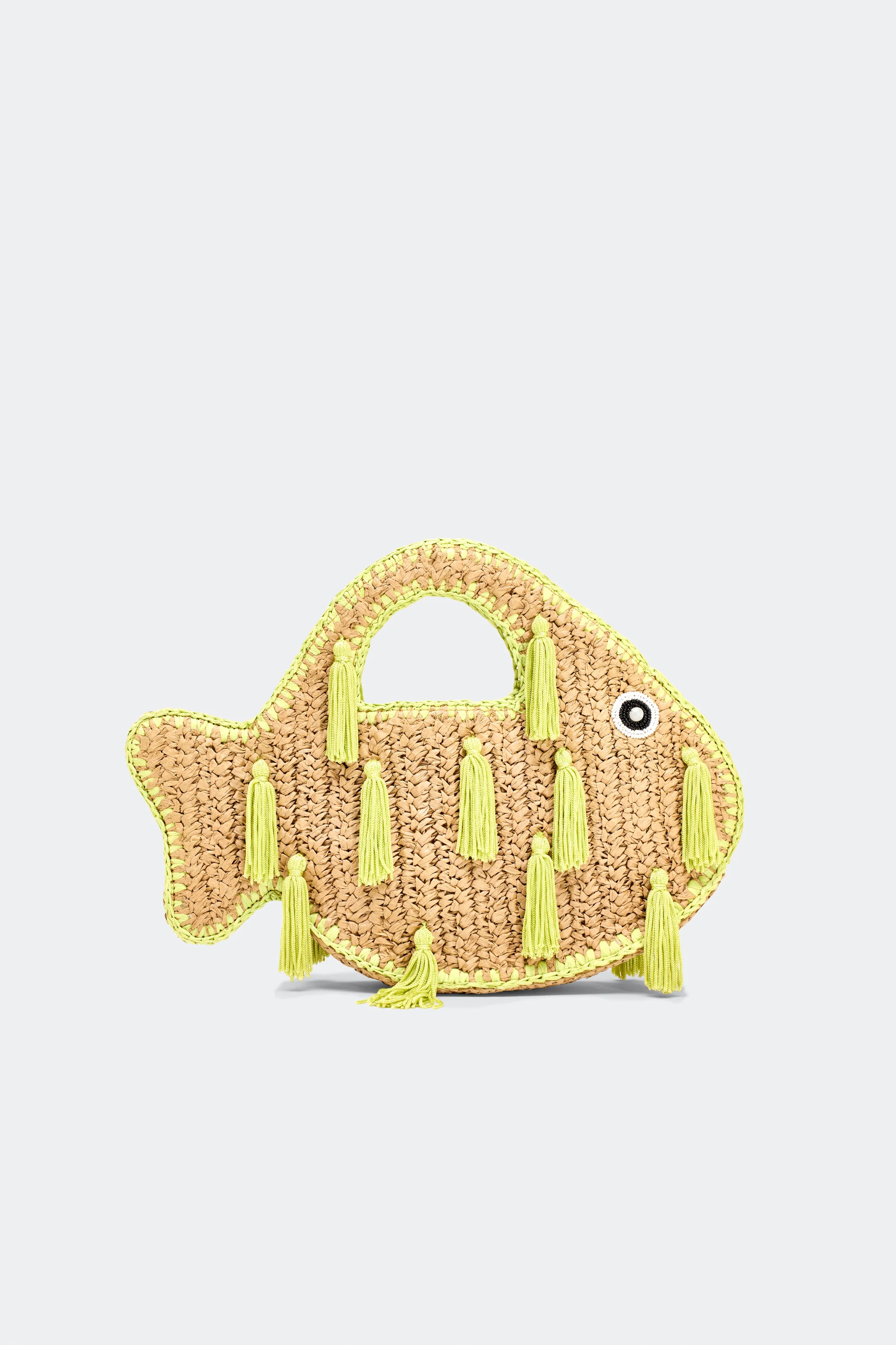 Tassel Fish Bag in Natural/Lime | Simon Miller