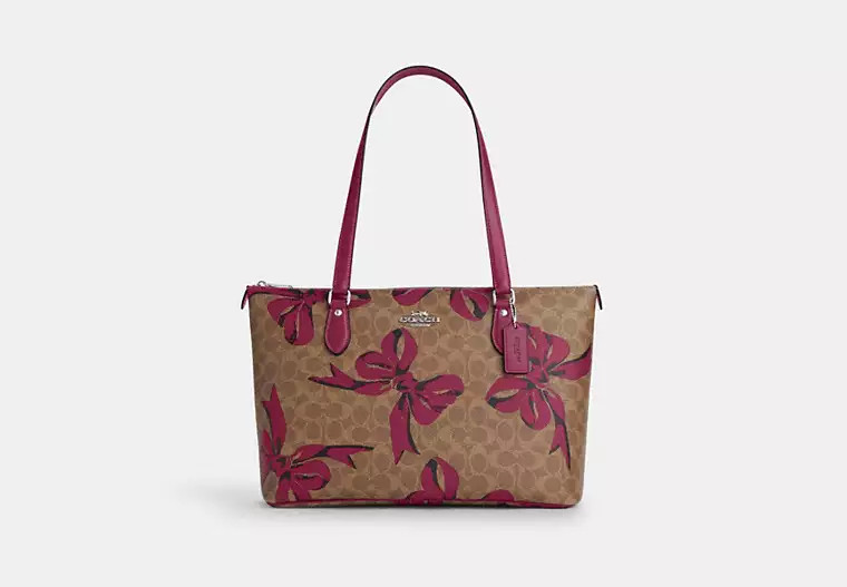 Gallery Tote Bag In Signature Canvas With Bow Print | Coach Outlet US