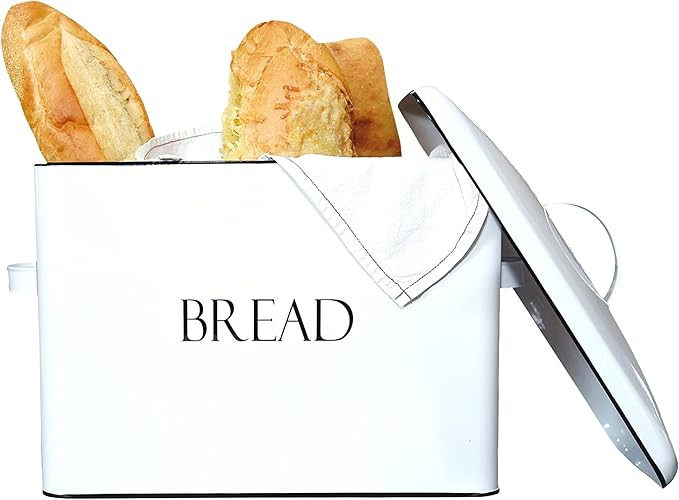 OUTSHINE Farmhouse Extra Large Bread Box for Kitchen Countertop | White Bread Box with Fitted Lid... | Amazon (US)