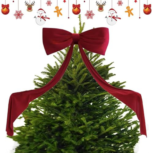 Giant Velvet Bow for Christmas Tree | 70.8 in Christmas Tree Topper Bows | Burgundy Bow C-hristmas Decorations with Long Streamers | Large Velvet Bowknot Decor for Party & Wedding | Amazon (US)